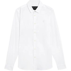 Lyle & Scott, Overhemden, Heren, Wit, 2Xl, Katoen, Slim Fit Overhemd met Tonaal Logo