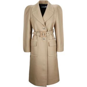 Givenchy, Mantels, Dames, Beige, S, Wol, Wollen Mantel met Riem