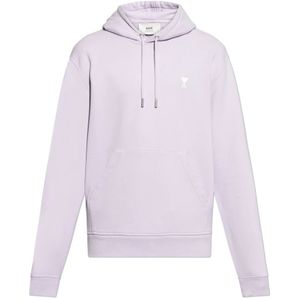 Ami Paris, Sweatshirts & Hoodies, Heren, Paars, XL, Katoen, Sweatshirt met logo