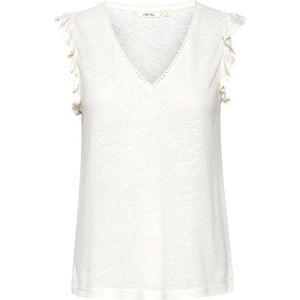 Cream, Tops, Dames, Wit, L, Linnen, Wit Jersey T-Shirt met Ruchedetails