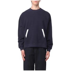 Palm Angels, Sweatshirts & Hoodies, Heren, Blauw, L, Katoen, Blauwe Katoenen Sweatshirt met Zakdetail