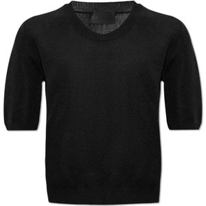 Moncler, Truien, Dames, Zwart, S, Trui met korte mouwen