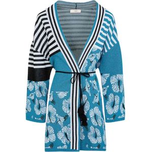 Akep, Truien, Dames, Blauw, S, Bloemen Kimono Hoodies