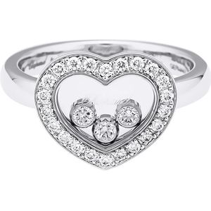 Chopard, Accessoires, Dames, Grijs, ONE Size, Witgouden diamanten ring met Happy Diamonds
