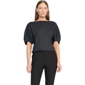 Staud, Blouses & Shirts, Dames, Zwart, S, Katoen, Ballonmouw Boothals Katoenen Top