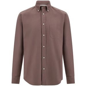 Boggi Milano, Overhemden, Heren, Bruin, XL, Katoen, Regular Fit Oxford Katoenen Overhemd