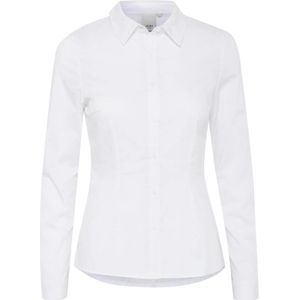 Ichi, Blouses & Shirts, Dames, Wit, 4Xs, Katoen, Klassieke Witte Gekraagde Lange Mouw Shirt