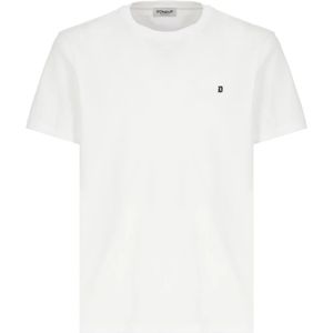 Dondup, Tops, Heren, Wit, L, Katoen, Katoenen T-shirt met Logo