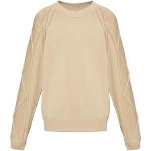 Kenzo, Truien, Heren, Beige, L, Katoen, Katoenen Trui met Logo