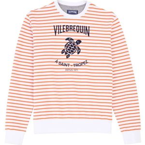 Vilebrequin, Sweatshirts & Hoodies, Heren, Oranje, M, Katoen, Gestreept katoenen sweatshirt voor heren