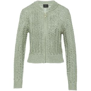 s.Oliver, Truien, Dames, Groen, L, Pailletten, Pailletten Blouson Gebreid Vest
