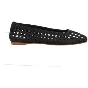 Paloma Barceló, Schoenen, Dames, Zwart, 40 EU, Leer, Zwarte Geweven Leren Vierkante Neus Platte Schoenen