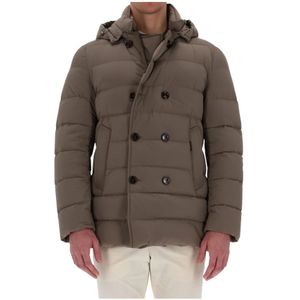 Moorer, Jassen, Heren, Bruin, 3Xl, Grijze dubbelrijige donsjas