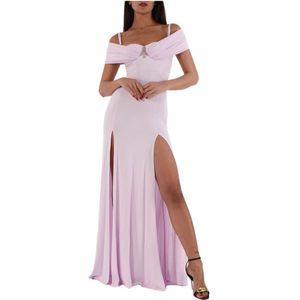 Elisabetta Franchi, Kleedjes, Dames, Roze, S, Jersey Crêpe Korsetjurk met Gedrapeerde Schouders