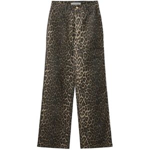 Sofie Schnoor, Broeken, Dames, Bruin, 2Xs, Denim, Luipaardprint Denim Broek Snos 606