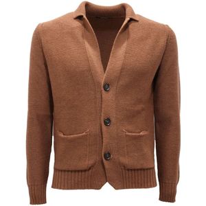 Alpha Studio, Truien, Heren, Bruin, S, Wol, Licht wollen trui Caramello model