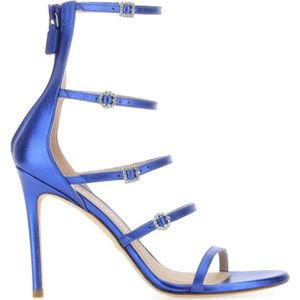 Stuart Weitzman, Schoenen, Dames, Blauw, 38 1/2 EU, Leer, Electric Blue Leather Dusk Sandalen