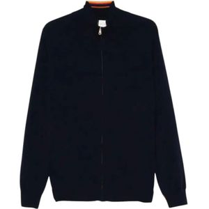 Paul Smith, Truien, Heren, Blauw, L, Zwarte Cashmere Rits Cardigan
