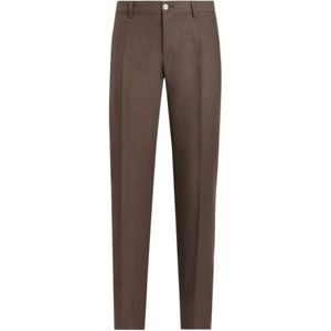 Dolce & Gabbana, Broeken, Heren, Bruin, M, Chocoladebruine Gestreken Broek