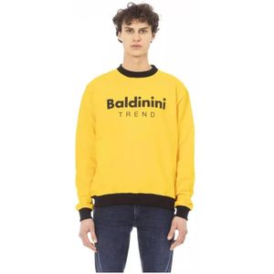 Baldinini, Sweatshirts & Hoodies, Heren, Geel, S, Katoen, Hoodie Trend Bright Yellow Cotton