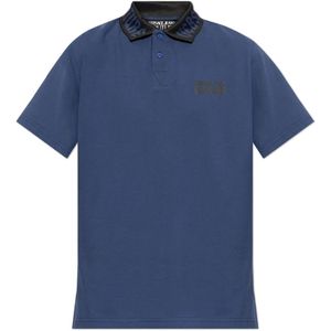 Versace Jeans Couture, Tops, Heren, Blauw, L, Katoen, Polo met bedrukt logo
