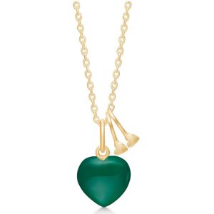 Frk. Lisberg, Accessoires, Dames, Geel, M, Groene Onyx Hart Ketting Symbolische Sieraden