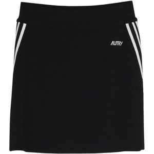 Autry, Rokken, Dames, Zwart, S, Katoen, Zwarte katoenen rok met zijbanden