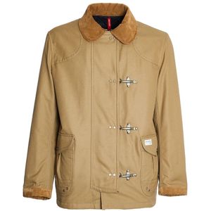Fay, Jassen, Heren, Bruin, S, Katoen, Elegante Beige Bruine Canvas Jas