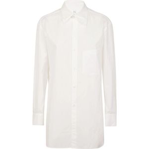 Yohji Yamamoto, Kleedjes, Dames, Wit, S, Katoen, Witte Katoenen Overhemd Dubbele Kraag Lange Mouw
