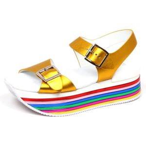 Hogan, Schoenen, Dames, Geel, 37 EU, Gele sleehak sandaal met gespsluiting