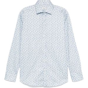 Etro, Overhemden, Heren, Blauw, L, Katoen, Cashmere Print Shirt Wit Lange Mouw