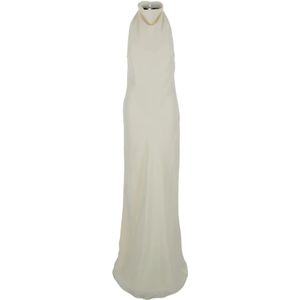 Rotate Birger Christensen, Kleedjes, Dames, Wit, M, Witte Lange Jurk met Kantdetail