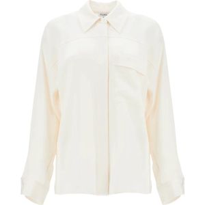 Filippa K, Blouses & Shirts, Dames, Beige, S, Satijn, Glanzende Pocket Blouse