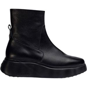 Wonders, Schoenen, Dames, Zwart, 38 EU, Zwarte leren sportieve laars Sofia