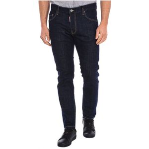 Dsquared2, Jeans, Heren, Blauw, L, Katoen, Rechte Snit Lange Broek