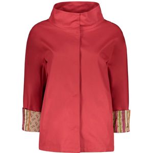 Herno, Jassen, Dames, Rood, 2Xs, Katoen, Katoenen Jas met Opstaande Kraag