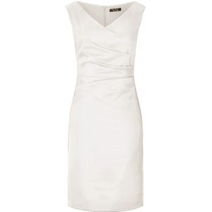 vera mont, Kleedjes, Dames, Wit, M, Satijn, Elegante Satijnen Jurk met Plooien