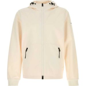 Woolrich, Jassen, Heren, Wit, S, Polyester, Ivory Stretch Polyester Jacket Sweatshirts