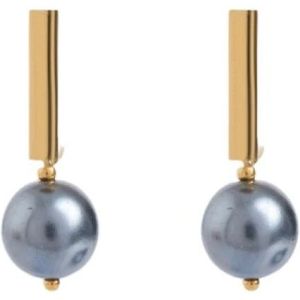 Malababa, Accessoires, Dames, Geel, ONE Size, Rechthoekige Staaf Oorbellen met Nep Parels