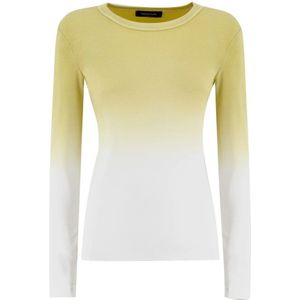 Fabiana Filippi, Tops, Dames, Veelkleurig, L, Geribbelde trui met lange mouwen en schaduwprint