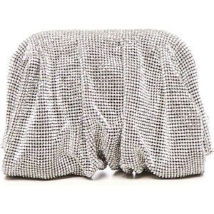 Benedetta Bruzziches, Tassen, Dames, Grijs, ONE Size, Satijn, Kristallen Sluiting Tas met Zijden Interieur