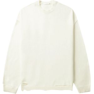 Helmut Lang, Truien, Heren, Beige, XL, Ivory Rib Crewneck Sweater