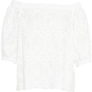 Himon's, Blouses & Shirts, Dames, Wit, S, Katoen, Witte Geborduurde Boothals Blouse