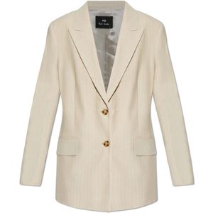 PS By Paul Smith, Jassen, Dames, Beige, L, Katoen, Blazer met krijtstreep patroon