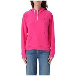 Polo Ralph Lauren, Sweatshirts & Hoodies, Dames, Roze, S, Katoen, Roze Relaxed Fit Hoodie