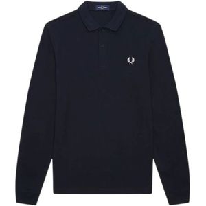 Fred Perry, Tops, Heren, Zwart, M, Katoen, Polo Shirt met Lange Mouwen