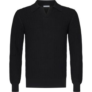 Malo, Sweatshirts & Hoodies, Heren, Zwart, XL, Katoen, Zwart Herringbone Sweatshirt Ss 25