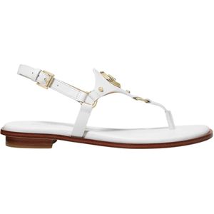 Michael Kors, Schoenen, Dames, Wit, 36 EU, Leer, Witte Thong Platte Sandalen