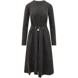 JW Anderson, Kleedjes, Dames, Zwart, S, Wol, Padlock Strap Tie Jurk