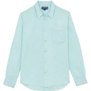 Vilebrequin, Overhemden, Heren, Blauw, XL, Linnen, Natuurlijk geverfd linnen overhemd voor heren